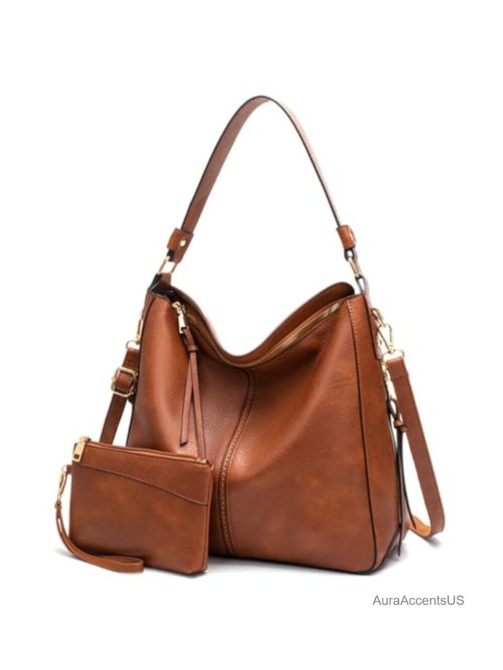 3-in-1 Hobo Bag Crossbody Shoulder PU Leather Purse Set with Wallet